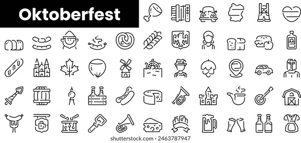 Set of outline oktoberfest icons. Minimalist thin linear web icon set. vector illustration.