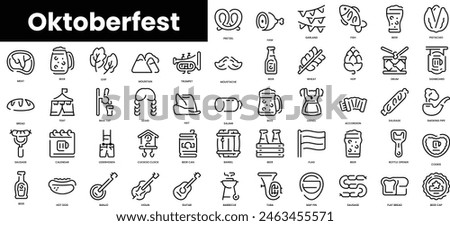 Set of outline oktoberfest icons. Minimalist thin linear web icon set. vector illustration.