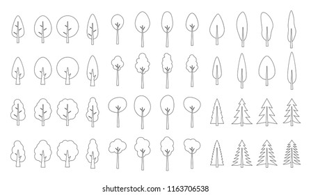 Set of  outline pattern Christmas tree 