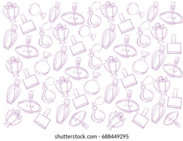 Set of outline perfume bottle. Can use for design wrapping paper packaging, scrap-booking, sites and perfume shops