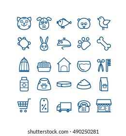 Set of outline pet shop icons. Thin icons for web, print, mobile apps 