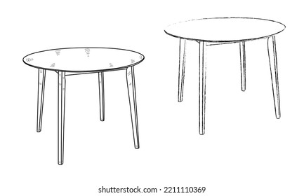 Set, Umrisssilhouette, Tisch, Schreibtisch, Diättisch, Desktop, Küchentisch, Möbelstück, einzelne Vektorgrafik.