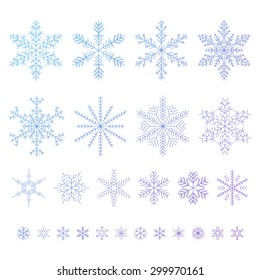 Set of outline snowflakes vector illustration. Christmas winter holiday ornament decoration design.