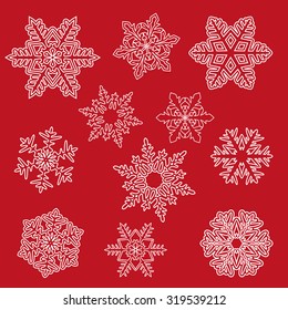 Set of outline snowflakes.Perfect for Christmas decorations.Vector illustration