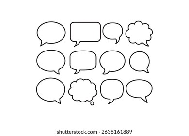 Set of outline speech bubbles for communication and dialogue.