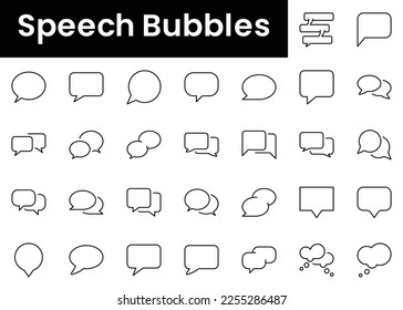 Eine Reihe von Umrissen-Blasen-Symbolen. Minimalistischer Thin Linear Web Icon Set. Vektorgrafik.
