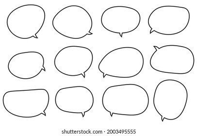 Set outline speech bubbles on white background. chat box or chat vector doodle message or communication icon Cloud speaking for comics and comics message dialog