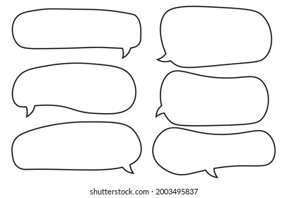 Set outline speech bubbles on white background. chat box or chat vector doodle square message or communication icon Cloud speaking for comics and comics message dialog