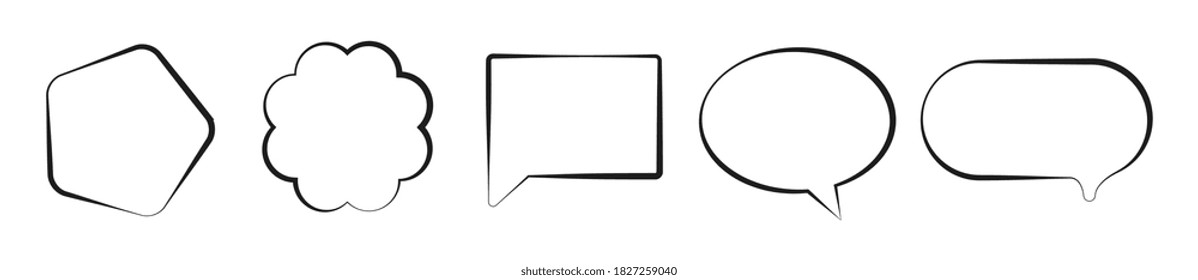 Set of outline speech bubbles and shapes