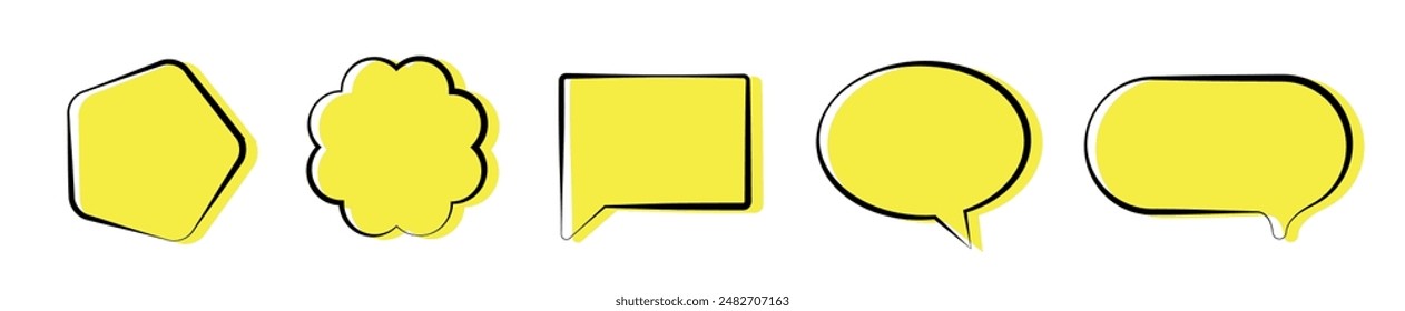 Set of outline speech bubbles and shapes