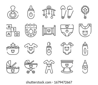 Set of Outline stroke Baby icon Vector illustration
