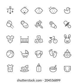 Set of Outline stroke Baby icon Vector illustration