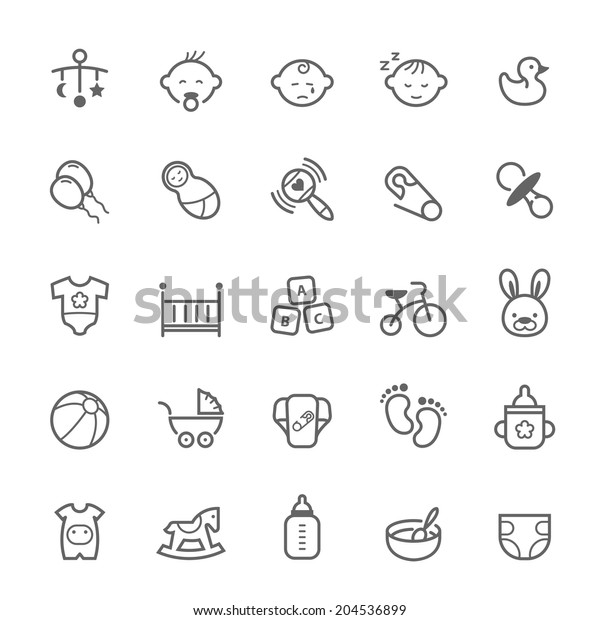 Set Outline Stroke Baby Icon Vector Stock Vector (Royalty Free ...