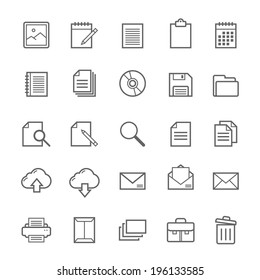 Set of Outline stroke Document icons Vector illustration