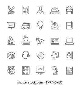 Set of Outline stroke Education icons Vector illustration