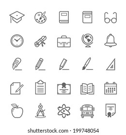 Set of Outline stroke Education icons Vector illustration