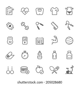 Conjunto de iconos de apogeo de contorno Icono de ajuste Ilustración vectorial