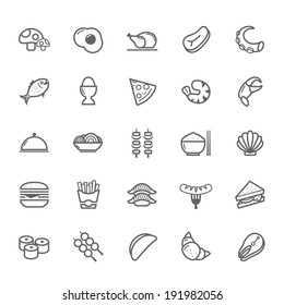 Set Of Outline Stroke Food Icon Vector Illustration