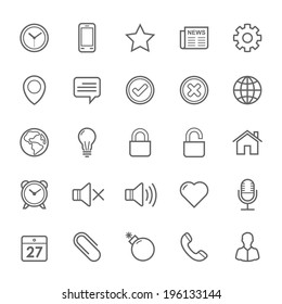 Set Of Outline Stroke General Icons Vector Illustration