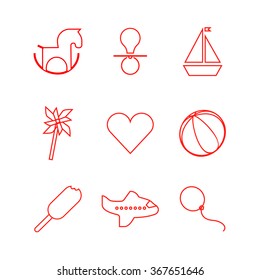 Set of outline stroke kid icon.