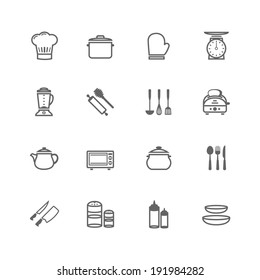 Set of Outline stroke Kitchenware icon Vector illustration