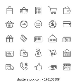 Set Of Outline Stroke Shopping Icons Vector Illustration