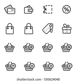 Set of Outline stroke Shopping icons Vector illustration