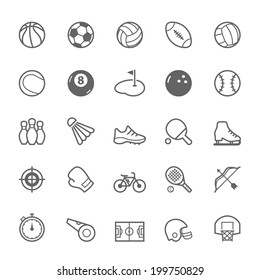 Set of Outline stroke Sport icons Vector illustration