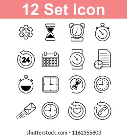 Set of Outline stroke time icons,Vector illustration, isolated on white background