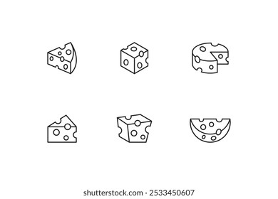 set of outline style cheese icons