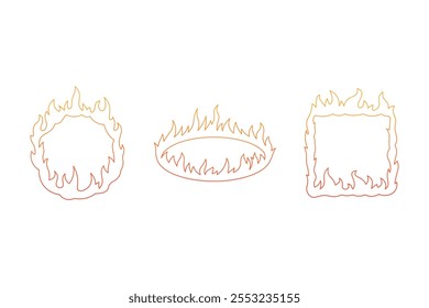 set of outline style red flame icons