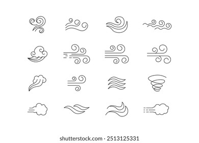 set of outline style wind icons