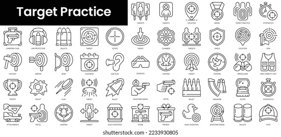 Set of outline target practice icons. Minimalist thin linear web icon set. vector illustration.