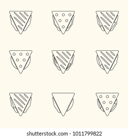 set of outline tortilla or sandwich tacos food icons set eps10