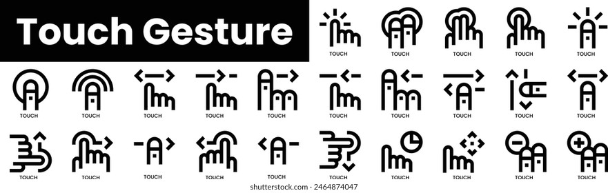 Set of outline touch gesture icons. Minimalist thin linear web icon set. vector illustration.