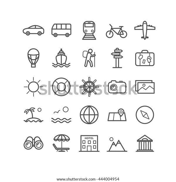 Set of outline travel icons. Vector thin icons for\
web, print, mobile apps