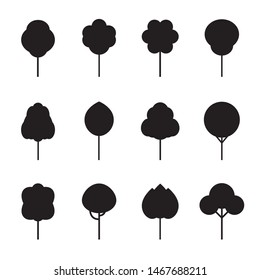 Set of outline Tree icon. Abstract Tree thin icons. Outline linear Plants. Editable stroke fill. Tree simple isolated vector symbol. Vector Illustration. Plants and garden.