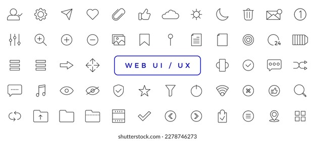 Set of outline ui and ux icons. Minimalist thin linear web icon set
