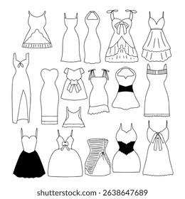 Set of outline varint different dress. simple, party
