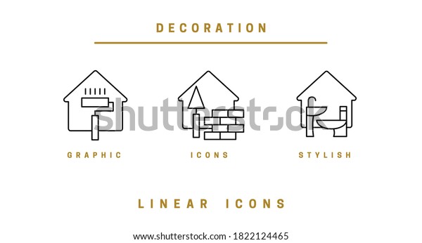 Set of outline vector icons construction and
home repair kit for web design in simple linear style, isolated on
white background