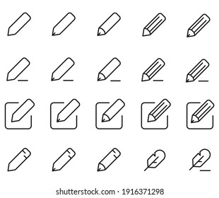 Set of Outline Vector Icons Edit Register Subscription Subscribe