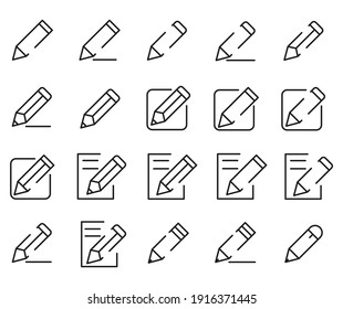 Conjunto de iconos de vector de esquema Editar Suscripción de Registro