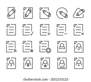 Set of Outline Vector Icons Register Related