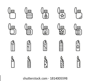 Set von Outline-Vektorsymbol verwandt Leuchter. Für App, UI, Web. Moderner Stil, Premium-Qualität.