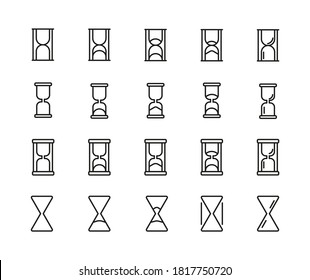 Set of Outline Vector Icons Related With Sand Clock, Time. Modern Style, Premium Quality.