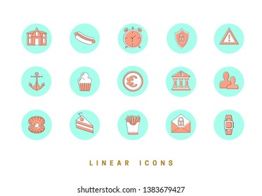 Set of outline vector icons for web design in simple linear style isolated on white background.