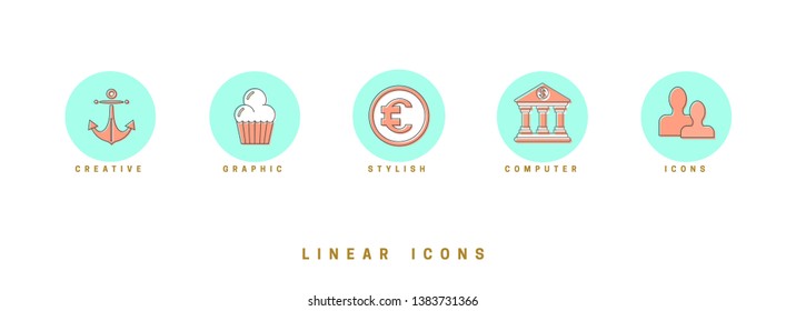 Set of outline vector icons for web design in simple linear style isolated on white background.