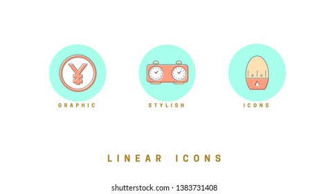 Set of outline vector icons for web design in simple linear style isolated on white background.