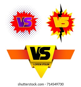 Set of outline versus sign like opposition. Concept of confrontation, together, standoff, final fighting. VS. Vector illustration. Isolated on white background