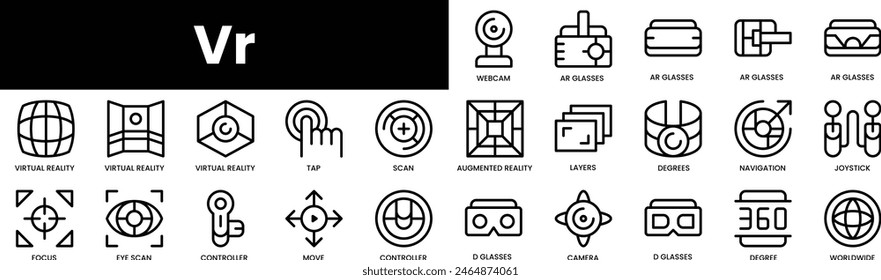 Set of outline vr icons. Minimalist thin linear web icon set. vector illustration.